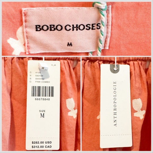 NWT Bobo Choses Pink Combo Floral Midi Dress (M) Organic Cotton Anthropologie - Picture 3 of 10